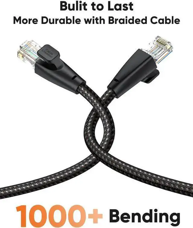 Alt view image 4 of 7 - WISDUM Cat 6 Ethernet Cable Braided Cat6 Gigabit High Speed 1000Mbps Internet Cable RJ45 Network LAN Cord Compatible with PC PS5 PS4 PS3 Smart TV Router, 15FT