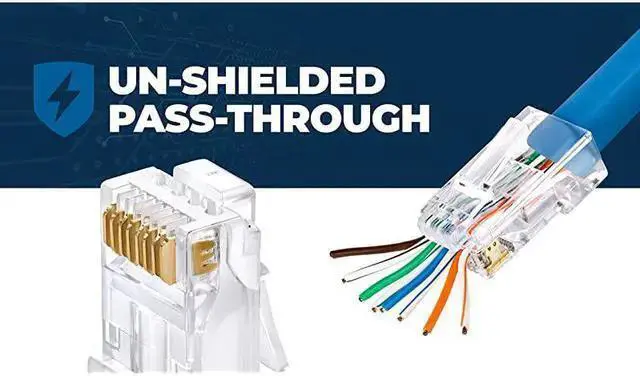 Alt view image 3 of 5 - Internet Cable WISDUM RJ45 Cat6/6a Pass Through Connectors for a Thick 23 AWG Large Diameter UTP Network Cable, 100 Pcs | Insert Guides Included