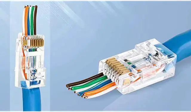Alt view image 5 of 5 - Internet Cable WISDUM RJ45 Cat6/6a Pass Through Connectors for a Thick 23 AWG Large Diameter UTP Network Cable, 100 Pcs | Insert Guides Included