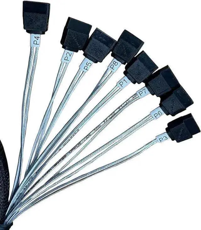 Alt view image 2 of 5 - WISDUM SlimSAS X8 to 8*SATA,SFF-8654 74P to 8*SATA 7P, SlimSAS Host/RAID to SATA Target HD, 85CM Cable