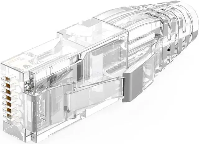 Alt view image 2 of 6 - Internet Cable WISDUM RJ45 Connectors, 100-Pack Cat6 Connector, Cat6/Cat5 8P8C Modular Plug Ends with Relief Boots for Solid Wire and Standard Cable, Transparent