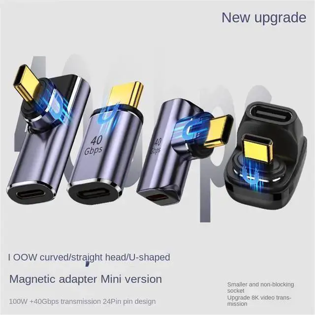 Alt view image 2 of 6 - Power Cable WISDUM USB4.0 Thunderbolt3 Magnetic Adapter USB C To Type C 40Gbps 100W Fast Charging Magnet Converter Cable 8K@60Hz USB Type C Adapter(270 Degree)