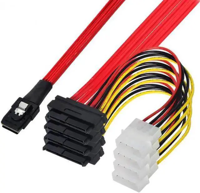 Alt view image 4 of 7 - SATA Cable WISDUM Cable / 3Ware Molex mini SAS SFF-8087 to SFF-8482 and power x4 SAS cable