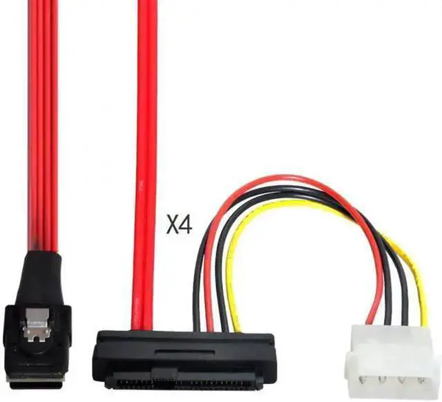 Alt view image 5 of 7 - SATA Cable WISDUM Cable / 3Ware Molex mini SAS SFF-8087 to SFF-8482 and power x4 SAS cable