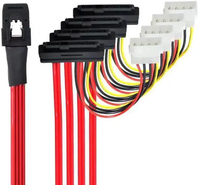 Alt view image 7 of 7 - SATA Cable WISDUM Cable / 3Ware Molex mini SAS SFF-8087 to SFF-8482 and power x4 SAS cable