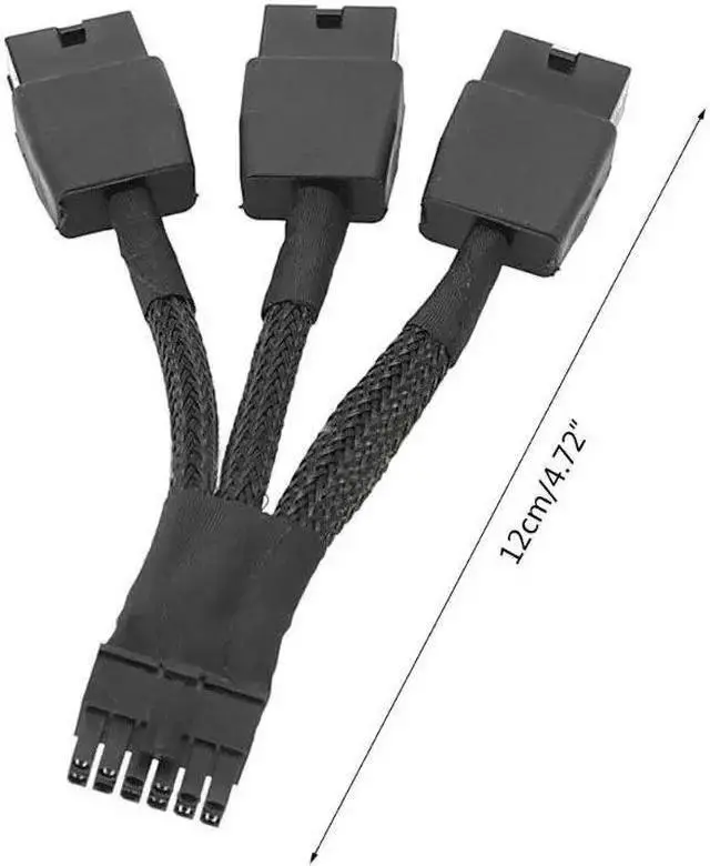 Alt view image 6 of 6 - Power Cable WISDUM PCIE 12VHPWR 12Pin Connector to 3x8Pin PCI-E GPU Power Adapter Cable for Ampere RTX 3060ti 3070 3080 3090