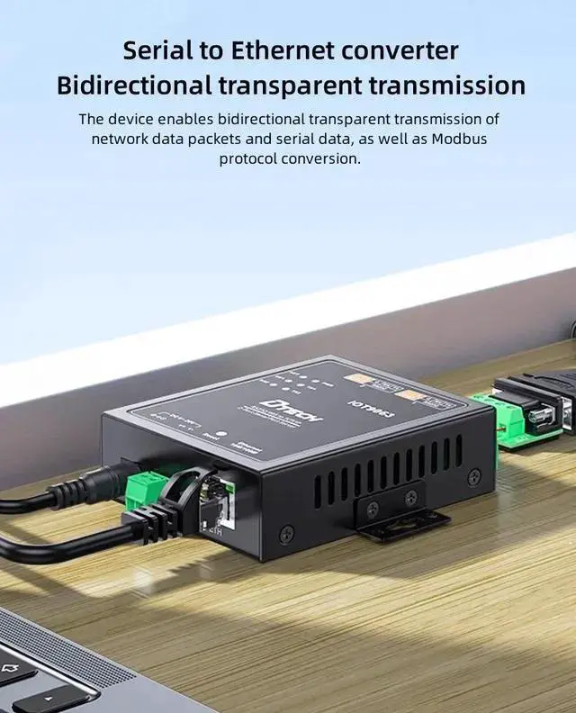 Alt view image 4 of 7 - WISDUM DTECH IOT9063 Industrial 2-Port Serial to Ethernet Server - RS232/485 to TCP/IP Converter with Dual-Channel Support