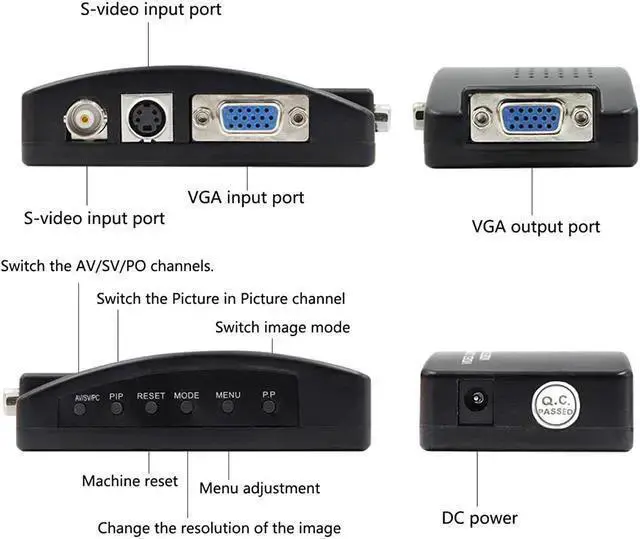 Alt view image 5 of 7 - VGA Cable WISDUM Portable BNC to VGA Video Converter Composite S-Video Input to PC VGA Out Adapter Digital Switch Box for PC MACTV Camera DVD DVR