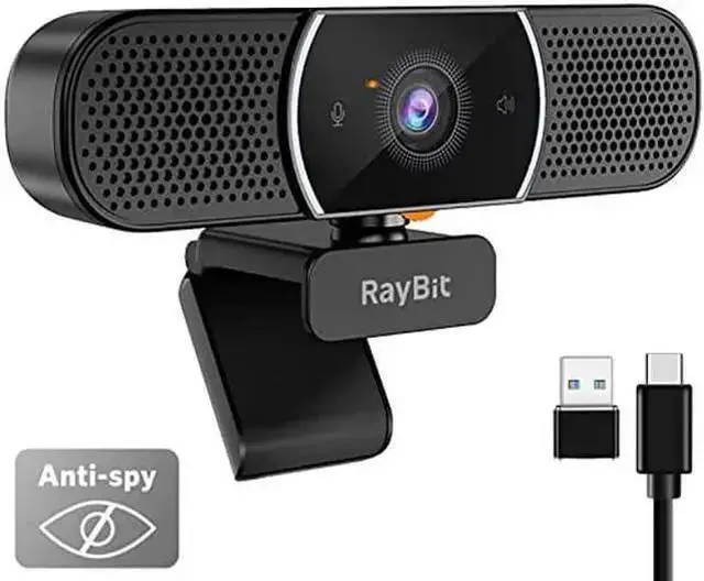 Main image of WISDUM 3 in 1 Webcam - 2K HD USB C Webcam with Microphone and Speaker, Stereo Sound & Noise-Cancelling Mics, Privacy Cover, Light Correction, Autofocus Conference Web Camera for Computer/Laptop/PC/Mon