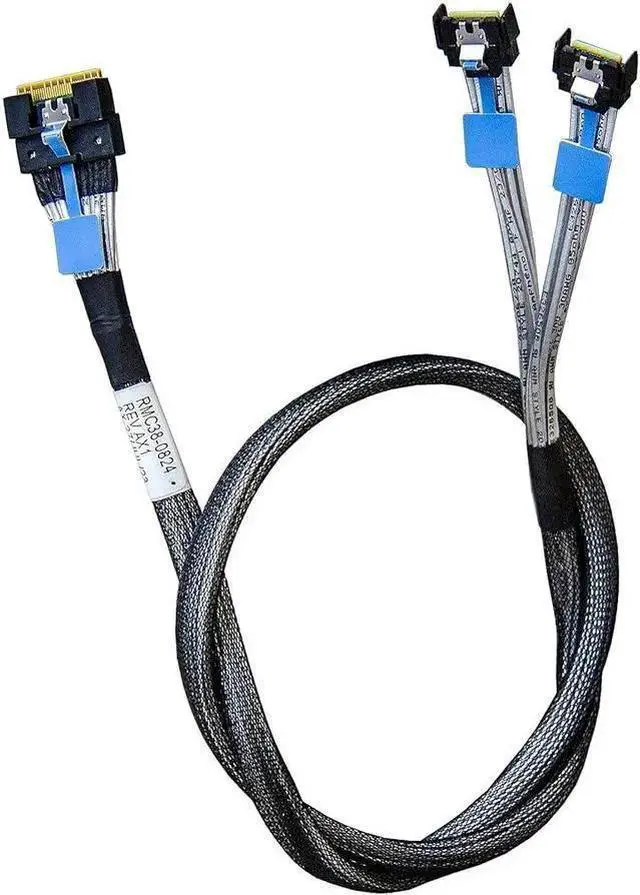 Main image of SATA Cable WISDUM SlimSAS x8 to 2*MCIO x4,SFF-8654 74Pin to 2*SFF-TA-1016 38Pin,PCIe Gen5 Mini Cooledge IODouble Straight Cable 80CM(CBL-SAST-0953)