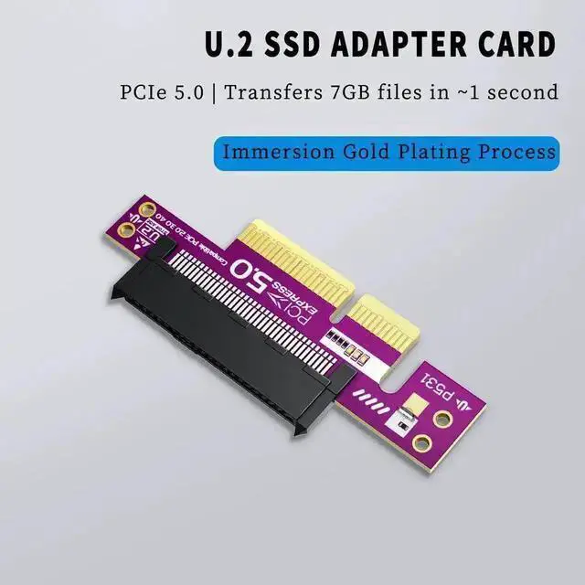 Alt view image 4 of 4 - WISDUM PCIe 5.0 X4 to U.2 SFF 8639 NVMe Adapter Card Support 128Gbps High Speed Expansion for U.2 SSD
