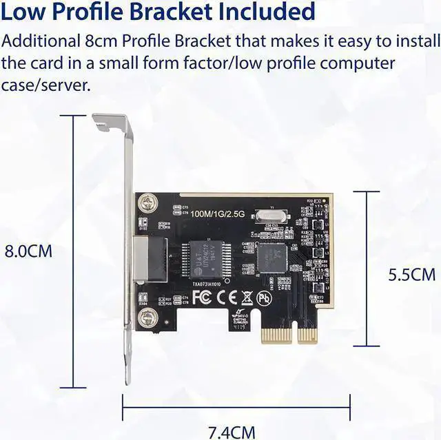 Alt view image 5 of 6 - NIC Card WISDUM 2.5 Gigabit Ethernet PCI Express PCI-E Network Interface Card 10/100/1000/25000 Mbps RJ45 LAN SI-PEX24059