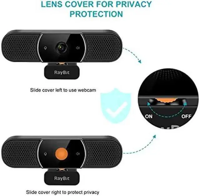 Alt view image 5 of 5 - WISDUM 3 in 1 Webcam - 2K HD USB C Webcam with Microphone and Speaker, Stereo Sound & Noise-Cancelling Mics, Privacy Cover, Light Correction, Autofocus Conference Web Camera for Computer/Laptop/PC/Mon