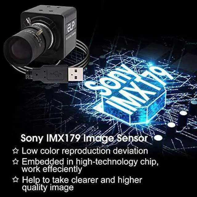 Alt view image 5 of 5 - WISDUM 8MP Webcam 5-50mm Varifocal Lens USB Camera for Indoor Outdoor Super HD 3264X2448 Embeded Camera for Industrial,USB with Camera for Linux Windows Android Mini Web Cam Plug&Play OTG Supported We
