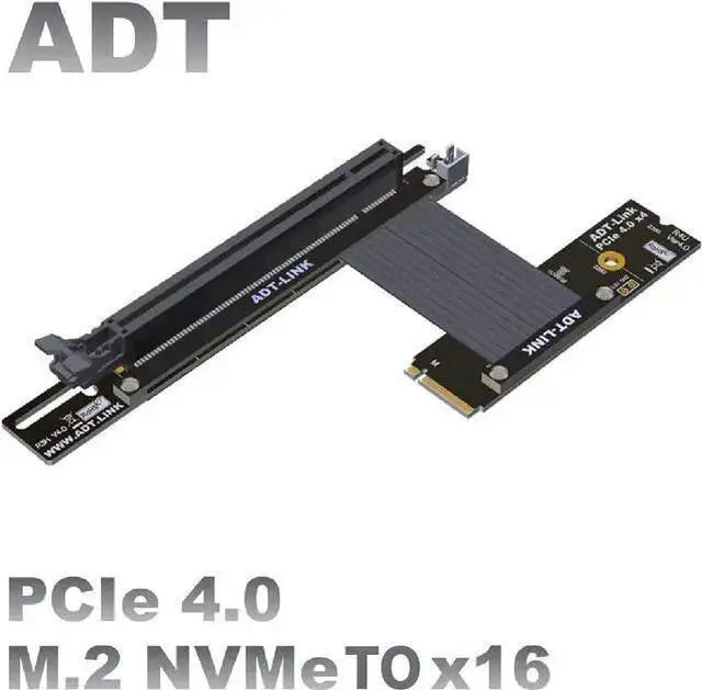 Alt view image 2 of 7 - Gadget WISDUM ADT-LINK M.2 NVMe Key M to PCI Express 4.0 x16 Extender Adapter Cable Support M.2 NVMe SSD for GPU Graphics Video Cards with Sata Power Cable 64G/BPS (15cm,R43UH 4.0)