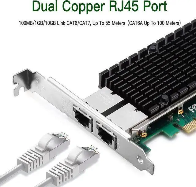 Alt view image 2 of 7 - NIC Card WISDUM 10Gb Ethernet NIC with X540-BT2 Controller, 10G PCI-E Network Card Compare to X540-T2 Converged Network Adapter, Dual RJ45 Copper Ports, PCI Express X8