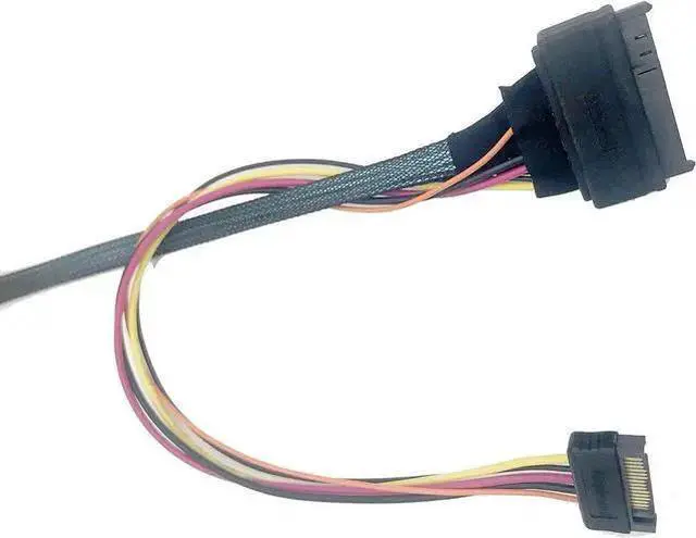 Alt view image 3 of 4 - SATA Cable WISDUM OCuLink 4X to NVMe U.2 SSD,SFF-8611 to SFF-8639 Cable with Power 100cm(CBL-SAST-0956)