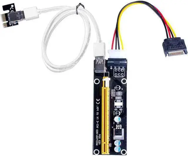 Alt view image 5 of 6 - Gadget WISDUM Ver006 PCI-E Mining GPU Riser Card Extender PCIE 1X to 16X Extension Cable Adapter with 0.6M USB 3.0 Cable SATA to 6Pin Power Wire for GPU Graphics Card Bitcoin Ethereum Mining (Black)