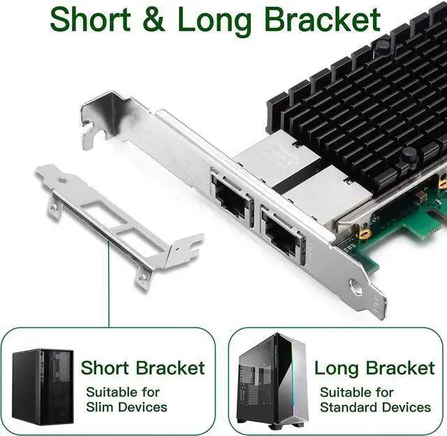 Alt view image 4 of 7 - NIC Card WISDUM 10Gb Ethernet NIC with X540-BT2 Controller, 10G PCI-E Network Card Compare to X540-T2 Converged Network Adapter, Dual RJ45 Copper Ports, PCI Express X8