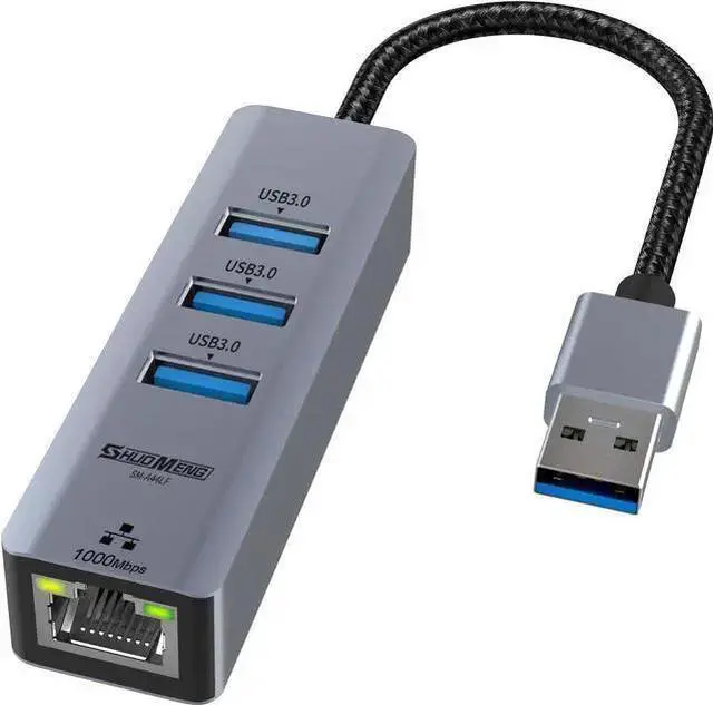 Main image of Wireless Adapter WISDUM USB 3.0 to Ethernet Adapter, 4-in-1 USB LAN Ethernet Adapter for Laptop, USB RJ45 Hub with 3*USB 3.0 to Gigabit 1000Mbps, Support Windows, Mac OS, Surface Pro, Switch, Linux, X