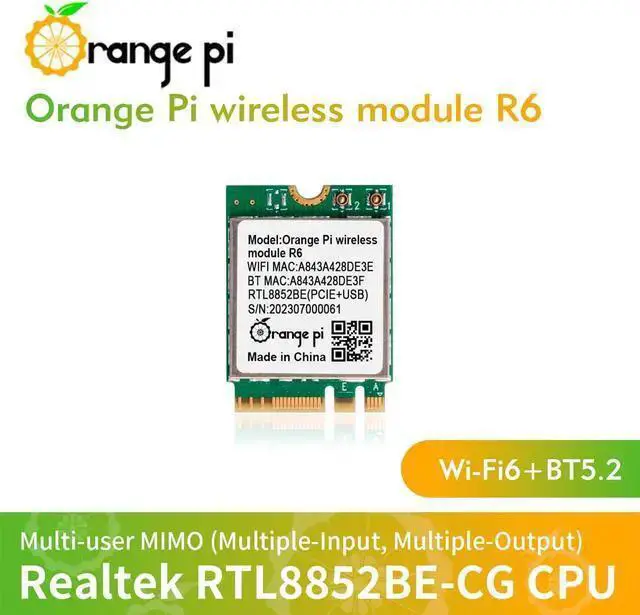 Alt view image 2 of 7 - WISDUM Orange Pi WiFi 6 Wireless Module R6, PCIe Network Card with Bluetooth 5.2, Wireless Adapter for Orange Pi 5 Plus