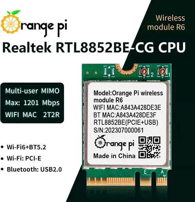 Alt view image 5 of 7 - WISDUM Orange Pi WiFi 6 Wireless Module R6, PCIe Network Card with Bluetooth 5.2, Wireless Adapter for Orange Pi 5 Plus
