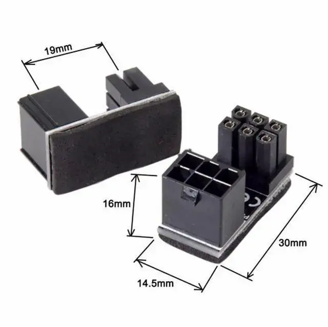 Alt view image 3 of 7 - Gadget WISDUM ATX 6Pin Female to 6pin Male 180 Degree Angled Power Adapter for Desktops Graphics Card