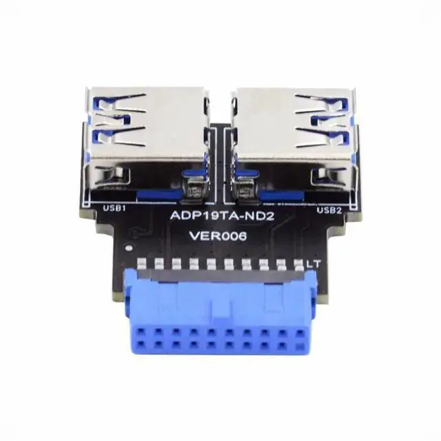 Alt view image 3 of 5 - Gadget WISDUM Dual USB 3.0 A Type Female to Motherboard 20/19 Pin Box Header Slot Adapter 5Gbps Horizontal Type PCBA