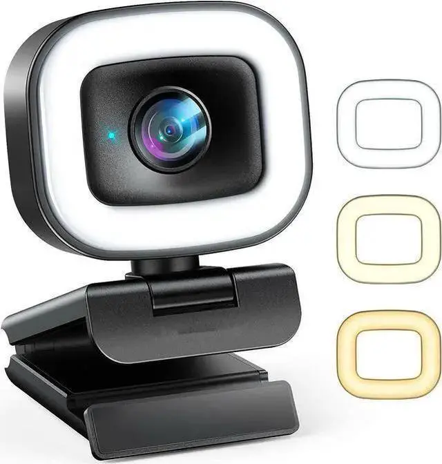 Main image of WISDUM 60FPS Streaming Webcam with Adjustable Ring Light, Auto-Focus HD 60FPS, 1080P Web Camera with Privacy Cover and Dual Mic for YouTube, Skype, Zoom, Twitch, OBS, Xsplit and Video Calling, W15