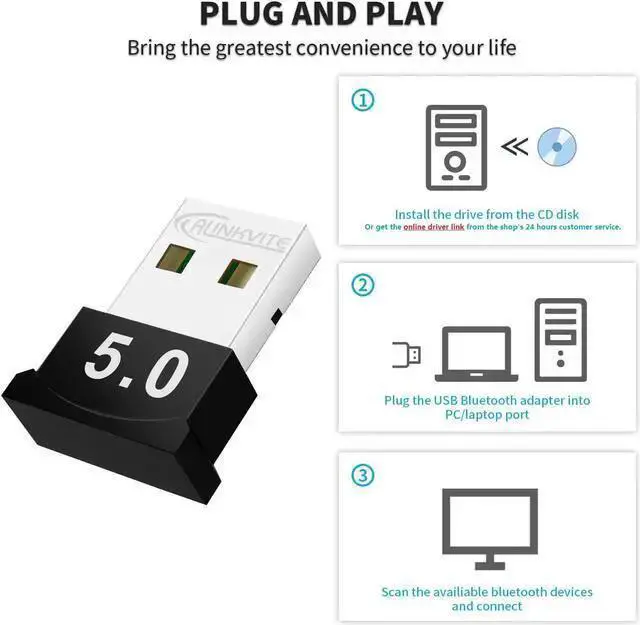 Alt view image 5 of 7 - Wireless Adapter WISDUM Bluetooth Adapter for PC 5.0 Bluetooth Adapter for Windows 11/10/8.1/8/7 Bluetooth Dongle with Ultra Range Dual Mode USB Dongle for PC for Keyboard, Mobile, Printer, Headset, S