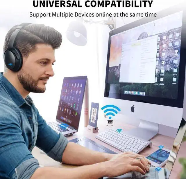 Alt view image 6 of 7 - Wireless Adapter WISDUM Bluetooth Adapter for PC 5.0 Bluetooth Adapter for Windows 11/10/8.1/8/7 Bluetooth Dongle with Ultra Range Dual Mode USB Dongle for PC for Keyboard, Mobile, Printer, Headset, S