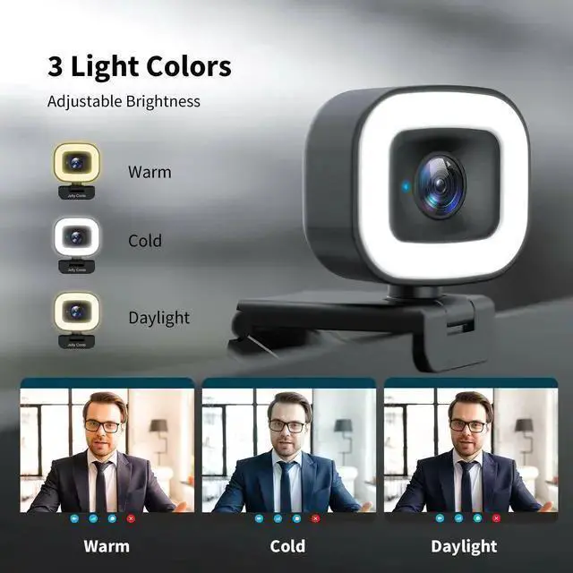 Alt view image 2 of 2 - WISDUM 60FPS Streaming Webcam with Adjustable Ring Light, Auto-Focus HD 60FPS, 1080P Web Camera with Privacy Cover and Dual Mic for YouTube, Skype, Zoom, Twitch, OBS, Xsplit and Video Calling, W15