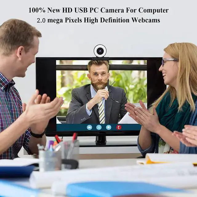 Alt view image 4 of 7 - WISDUM Aibesy 1080P Full HD Webcam AF Web Camera Built in Adjustable Ring Light Auto Focus Microphone USB Computer Camera Plug and Play for PC Desktop Laptop Video Calling Conferencing Live
