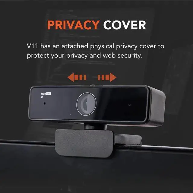 Alt view image 5 of 6 - WISDUM 2K Webcam with Microphone, 1080P/60fps, 1440P/30fps, Dual Microphone with Privacy Cover, Wide-Angle USB FHD Web Computer Camera, Plug and Play, for Zoom/Skype/Teams/Webex, Laptop MAC PC Desktop
