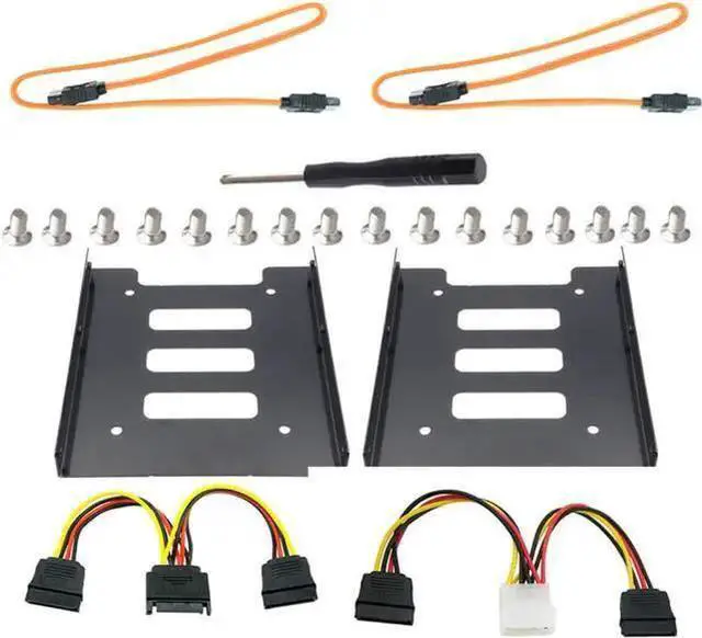 Main image of Gadget WISDUM 2Pack SSD Mounting Bracket 2.5 to 3.5 Adapter with SATA Cable and Power Splitter Cable,DIY 2.5" to 3.5" Internal SSD/HDD Mounting Kit (Yellow)