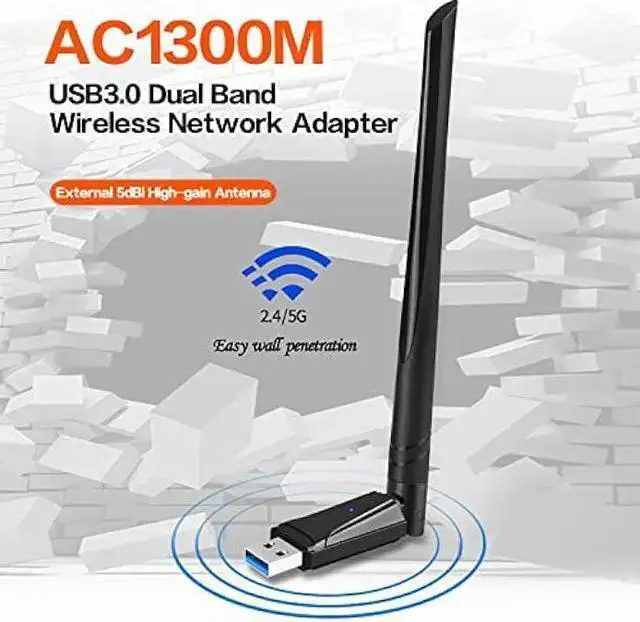 Alt view image 2 of 6 - Wireless Adapter WISDUM WiFi USB,PC WiFi Adapter,WiFi Dongle for PC,2.4GHz/5GHz,1300Mbps USB 3.0,High Gain Dual Band 5dBi Antenna, Support Windows 11/10/8.1/8/7/XP, Mac OS 10.9-10.15