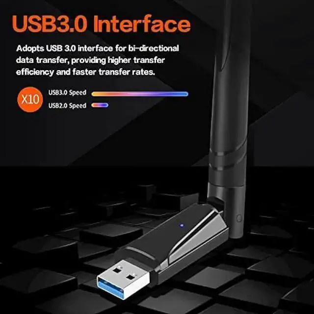 Alt view image 3 of 6 - Wireless Adapter WISDUM WiFi USB,PC WiFi Adapter,WiFi Dongle for PC,2.4GHz/5GHz,1300Mbps USB 3.0,High Gain Dual Band 5dBi Antenna, Support Windows 11/10/8.1/8/7/XP, Mac OS 10.9-10.15