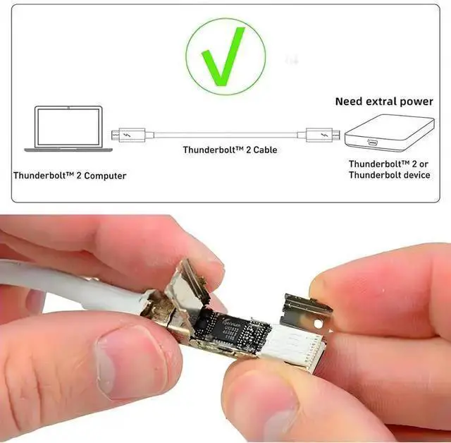 Alt view image 7 of 7 - USB Cable WISDUM Thunderbolt Cable 1.64FT Thunder-Bolt 2 Port to Thunder-Bolt 2 Male to Male Video Data Cable for Mac 2013 2014 2015