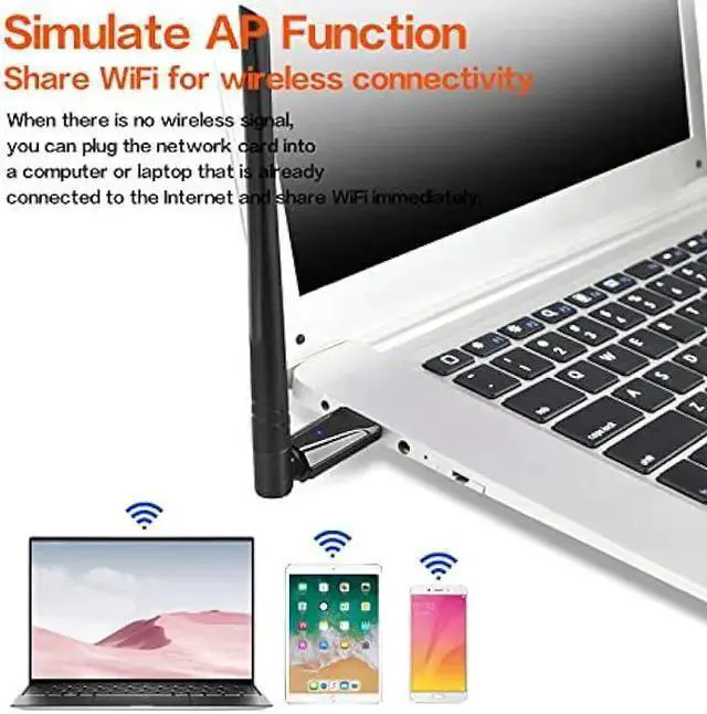 Alt view image 6 of 6 - Wireless Adapter WISDUM WiFi USB,PC WiFi Adapter,WiFi Dongle for PC,2.4GHz/5GHz,1300Mbps USB 3.0,High Gain Dual Band 5dBi Antenna, Support Windows 11/10/8.1/8/7/XP, Mac OS 10.9-10.15