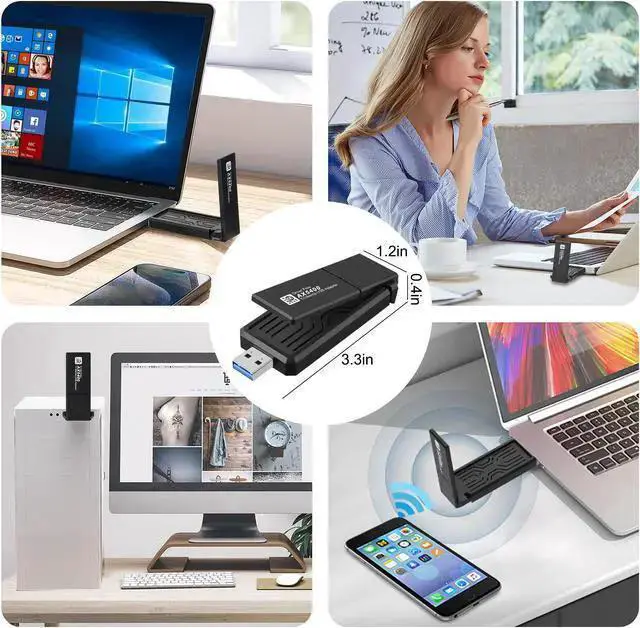 Alt view image 5 of 7 - Wireless Adapter WISDUM AX5400 802.11AX WiFi 6E USB 3.0 WiFi Adapter - for PC Laptop Tri Band 6GHz/5GHz/2.4GHz, WPA3, Wireless USB WiFi Dongle Network Adapter,Only Compatible with Windows 11/10, Drive