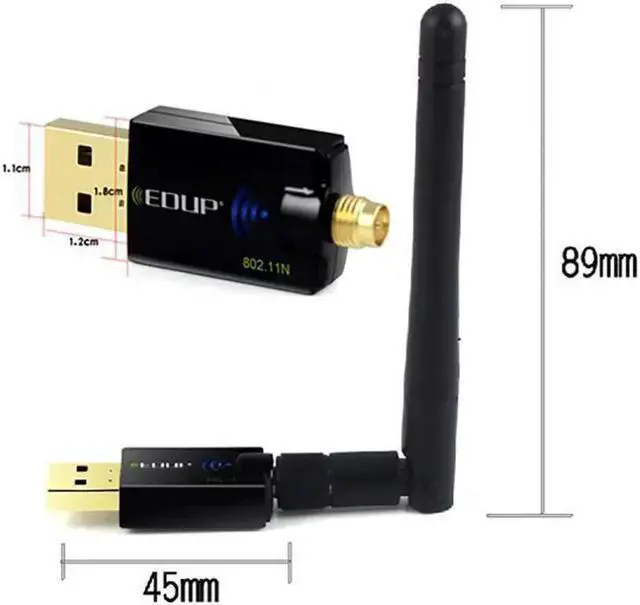 Alt view image 2 of 4 - Wireless Adapter WISDUM EP-MS1559 300Mbps 802.11n USB Wireless Network WiFi Adapter with Antenna USB Ethernet WiFi Receiver Network card Accessory