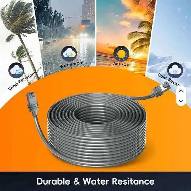 Alt view image 7 of 7 - USB Cable WISDUM 33FT/30FT Waterproof Replacement Cable for Starlink Gen3/V3/V4/Mini - Outdoor Ethernet Network Extension Cord (Gray)
