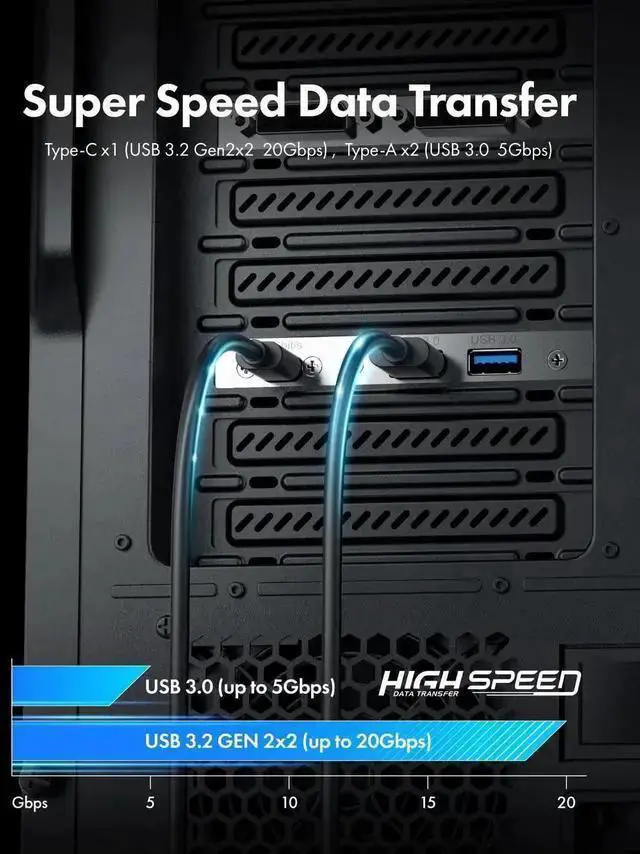 Alt view image 4 of 7 - USB Cable WISDUM 20Gbps USB3.2 Gen2x2 USB-C Front Panel Adapter, Motherboard Header Extension Cable, USB-C and USB to USB3.2 Type-E Key-A 20-Pin and 19-Pin USB3.0 Connectors with PCIe Bracket