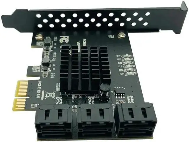 Alt view image 3 of 6 - WISDUM PCI express to 6 Ports SATA Controller SATA 3 III 3.0 6Gbps to PCI-e x1 Card Adapter PCIe SATA3 Expansion Card Riser For Windows