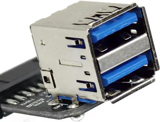 Alt view image 6 of 7 - WISDUM 20Pin to Dual USB3.0 Adapter Connverter Desktop Motherboard 19 Pin/20P Header to 2 Ports USB 3.0 A Female Connector Card Reader (Vertical Version)