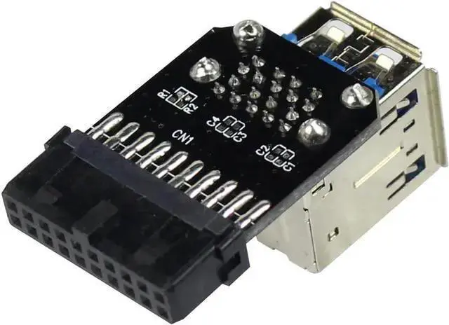Alt view image 7 of 7 - WISDUM 20Pin to Dual USB3.0 Adapter Connverter Desktop Motherboard 19 Pin/20P Header to 2 Ports USB 3.0 A Female Connector Card Reader (Vertical Version)