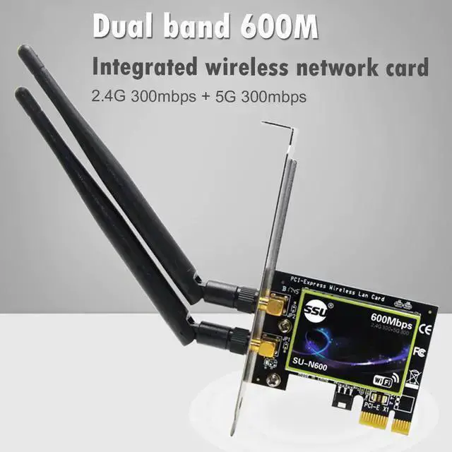 Alt view image 2 of 5 - Wireless Adapter WISDUM PCI Wifi Adapter Dual Band 600Mbps PCI-E Wireless Network Card 2.4G/5GHz PCI Express Ethernet WiFi Adapter