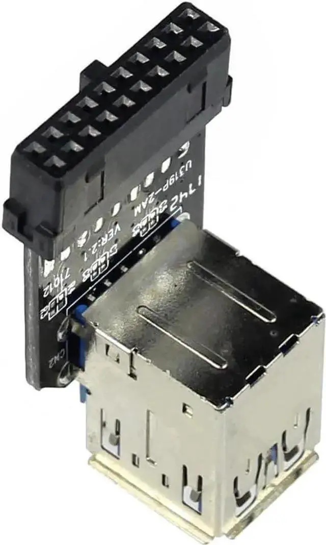 Alt view image 5 of 7 - WISDUM 20Pin to Dual USB3.0 Adapter Connverter Desktop Motherboard 19 Pin/20P Header to 2 Ports USB 3.0 A Female Connector Card Reader (Vertical Version)