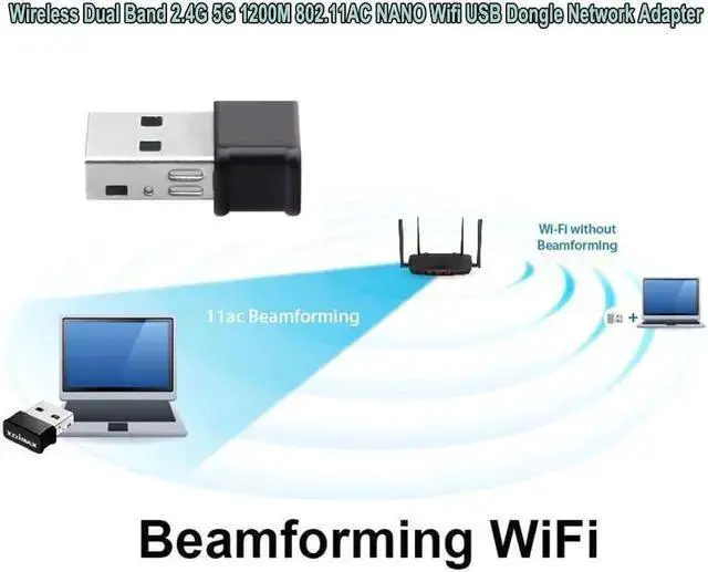 Alt view image 2 of 5 - Wireless Adapter WISDUM 1200Mbps Wireless Dual Band 2.4G 5G 1200M 802.11AC NANO Wifi USB Dongle Network Adapter usb wifi adapter