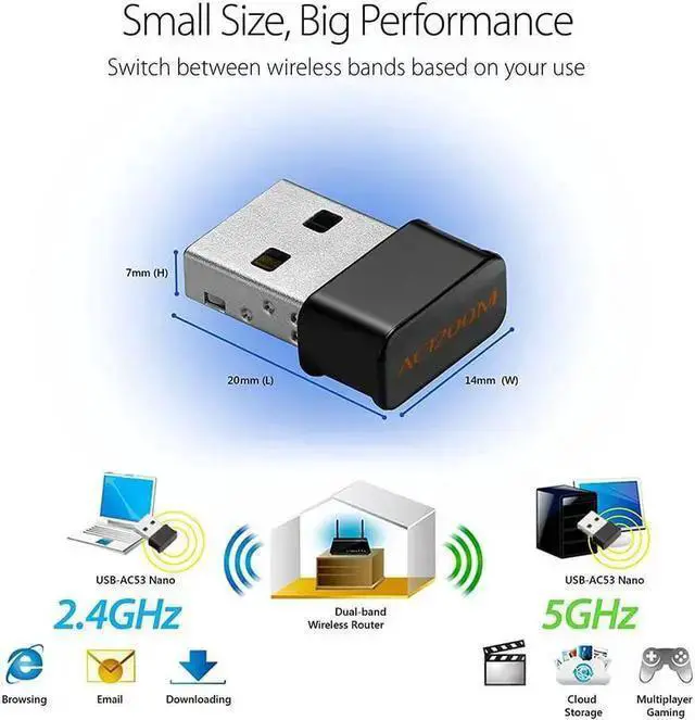Alt view image 4 of 5 - Wireless Adapter WISDUM 1200Mbps Wireless Dual Band 2.4G 5G 1200M 802.11AC NANO Wifi USB Dongle Network Adapter usb wifi adapter